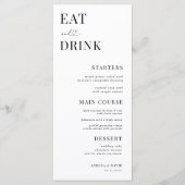 Eat and Drink Heart Script Minimal White Wedding Menu (Voorkant)