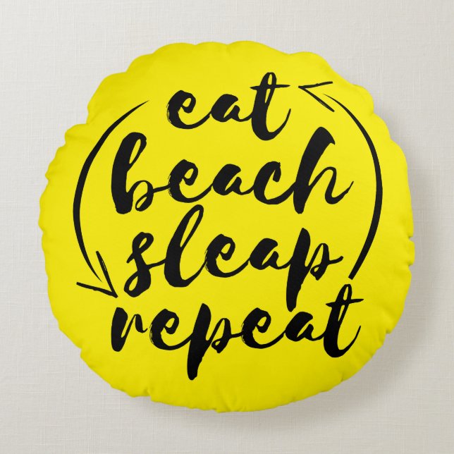 Eat Beach Sleep Repeat Beach Lover Rond Kussen (Voorkant)