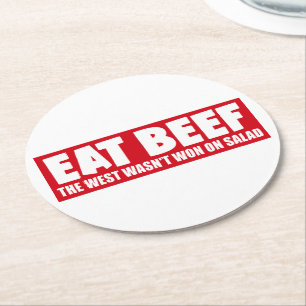 Eat Beef Het Westen werd niet gewonnen op salade - Ronde Kartonnen Onderzetter