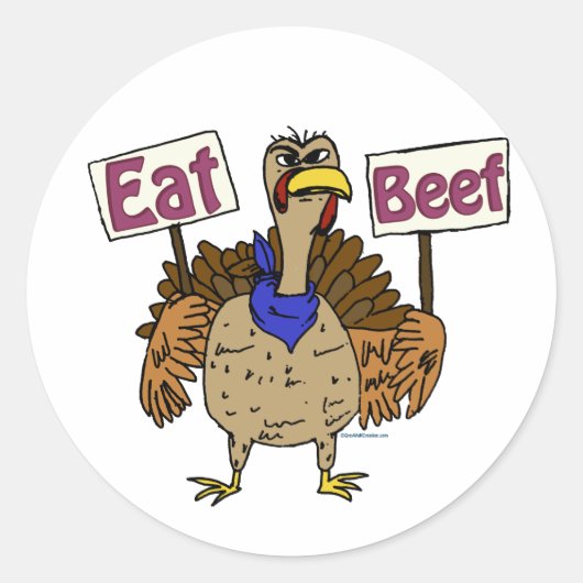 Eat Beef - Praten Turkije Ronde Sticker (Voorkant)