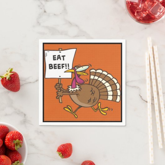 Eat Beef Thanksgiving Turkey Humor Dinner Napkins Servetten (Insitu)