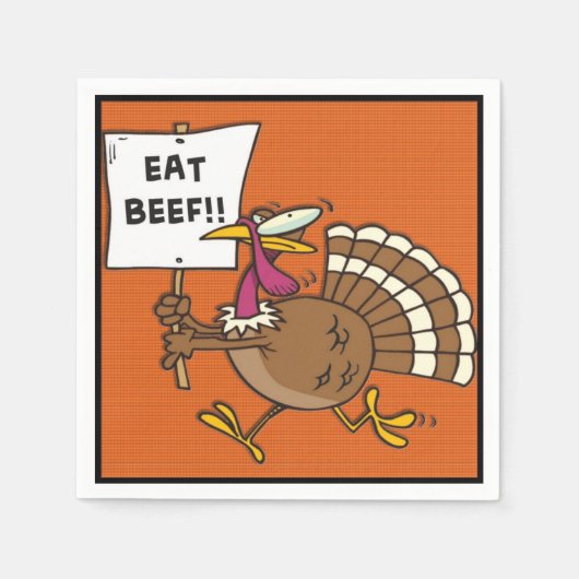 Eat Beef Thanksgiving Turkey Humor Dinner Napkins Servetten (Voorkant)
