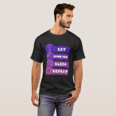 Eat Beer Sleep Herhaling T-shirt (Voorkant volledig)
