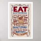 Eat Bertha's Mussels Broadside Poster (Voorkant)