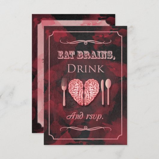 Eat Brains, Drink en huwelijk Zombie RSVP (Voorkant / Achterkant)