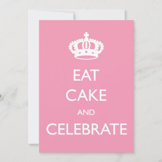 Eat Cake and Celebrate Birthday Invite- Roze Kaart (Voorkant)