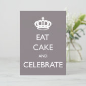 Eat Cake and Celebrate Birthday Invite- Silver Kaart (Staand voorkant)