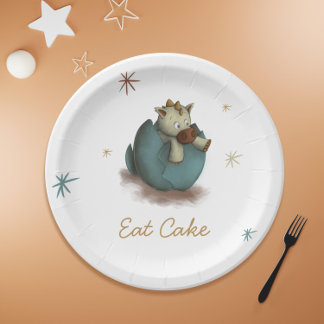 Eat Cake Baby Dinosaur Hatching Neutral Party Papieren Bordje