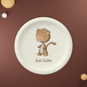 Eat Cake Baby Leopard Safari Party Paper Borden Papieren Bordje
