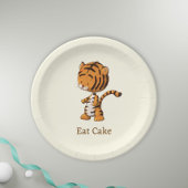 Eat Cake Cute Oerwoud Tiger Illustration Birthday Papieren Bordje