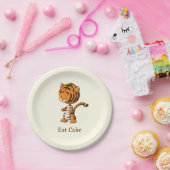 Eat Cake Cute Oerwoud Tiger Illustration Birthday Papieren Bordje (Feest)