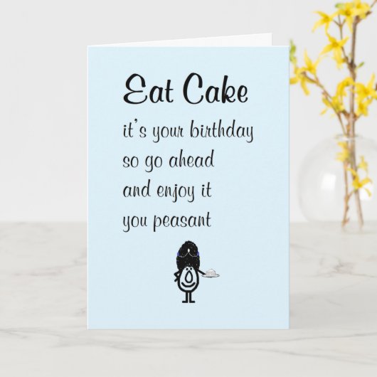 Eat Cake, een grappig, gelukkig vaderdaggedicht Kaart (Gele Bloem)