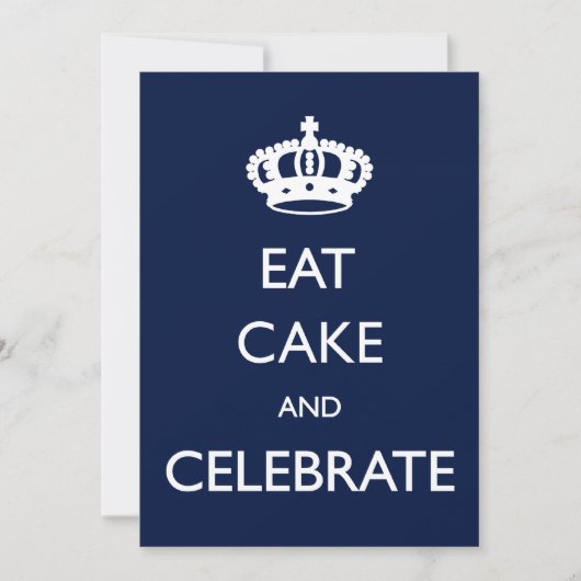 Eat Cake en Celebrate Birthday Invite- Navy Kaart (Voorkant)