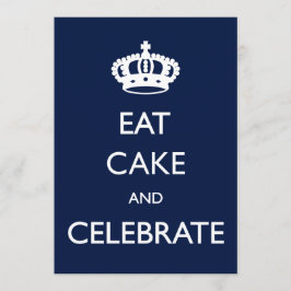 Eat Cake en Celebrate Birthday Invite- Navy Kaart