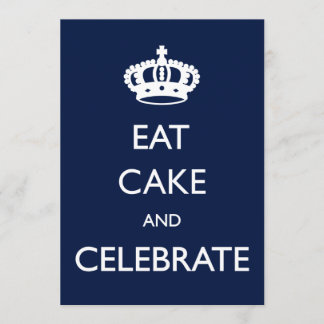 Eat Cake en Celebrate Birthday Invite- Navy Kaart