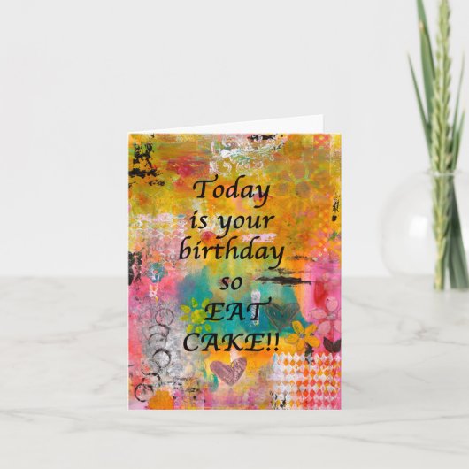 Eat Cake op je verjaardag - Blanco kaart (Voorkant)
