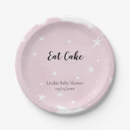 Eat Cake Pastel Roze Waterverf Star Baby shower Papieren Bordje