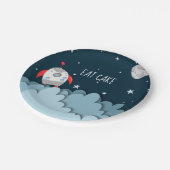 Eat Cake Spacecraft Moon Buitenspatie Birthday Papieren Bordje (Gekanteld)