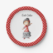 Eat Cake Traditional Red White Polka Dot Sevillana Papieren Bordje (Voorkant)