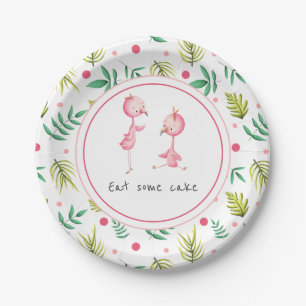 Eat Cake Tropical Floral Flamingo Party Papieren Bordje