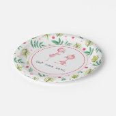 Eat Cake Tropical Floral Flamingo Party Papieren Bordje (Gekanteld)