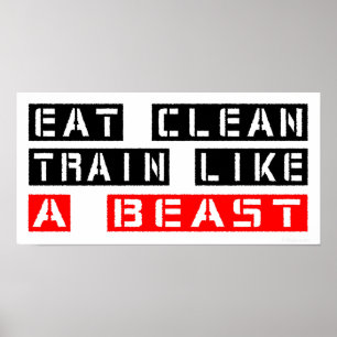 Eat Clean Train als een beest in het rood Poster
