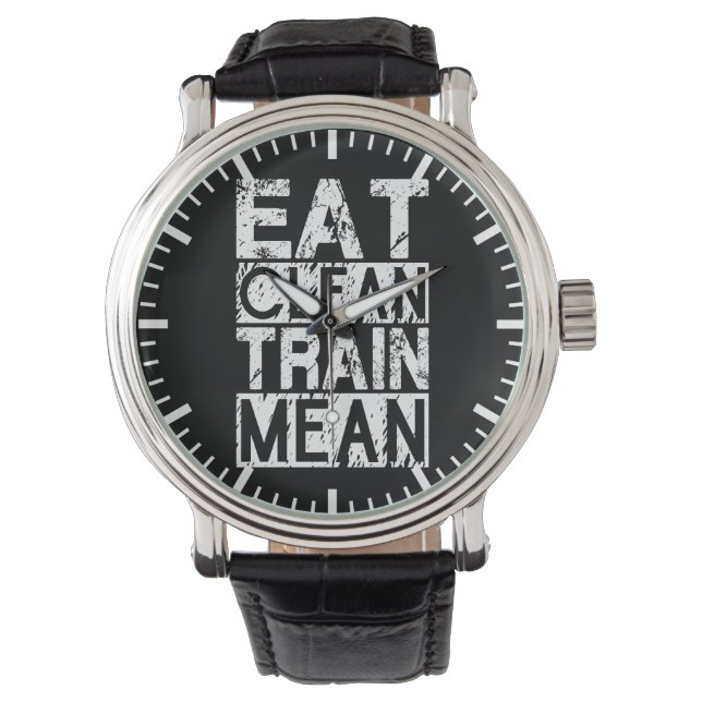 EAT CLEAN, TREIN MEAN - Motivatie uitwerken Horloge (Voorkant)
