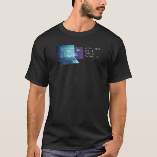 Eat Code Slaapstand Computer Science Python Prog T-shirt (Voorkant)