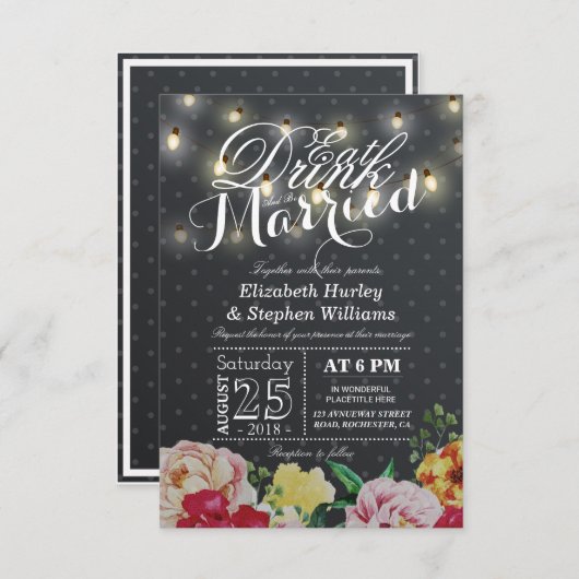 EAT de Drink en zijn het Gedwongen Licht Chic Flor Kaart (Voorkant / Achterkant)