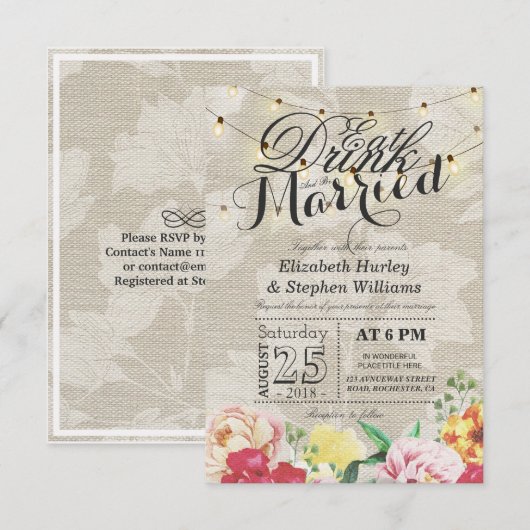 EAT de Drink en zijn het Gedwongen Licht Chic Flor Kaart (Voorkant / Achterkant)