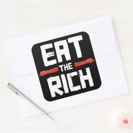 EAT DE RICH VIERKANTE STICKER (Envelop)
