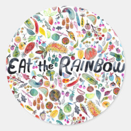 EAT DE waterverf "RAINBOW" voor kleurrijke vruchte Ronde Sticker