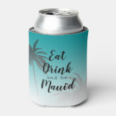 Eat Dink be Mauid Monogram Tropical Beach Weddensc Blikjeskoeler (Blikje Voorkant)