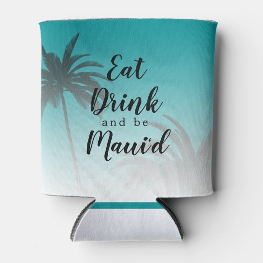 Eat Dink be Mauid Monogram Tropical Beach Weddensc Blikjeskoeler (Voorkant)