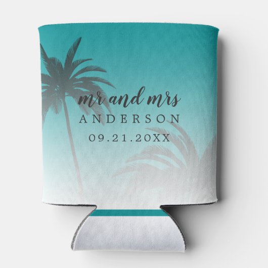 Eat Dink be Mauid Monogram Tropical Beach Weddensc Blikjeskoeler (Achterkant)