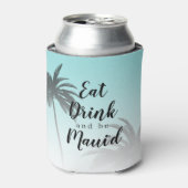 Eat Dink be Mauid Monogram Tropical Beach Weddensc Blikjeskoeler (Blikje Voorkant)