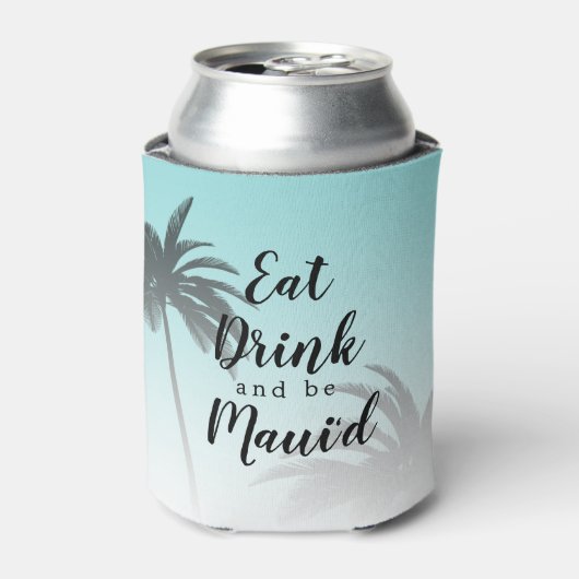 Eat Dink be Mauid Monogram Tropical Beach Weddensc Blikjeskoeler (Blikje Voorkant)