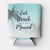 Eat Dink be Mauid Monogram Tropical Beach Weddensc Blikjeskoeler (Voorkant)