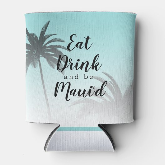 Eat Dink be Mauid Monogram Tropical Beach Weddensc Blikjeskoeler (Voorkant)