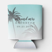 Eat Dink be Mauid Monogram Tropical Beach Weddensc Blikjeskoeler (Achterkant)