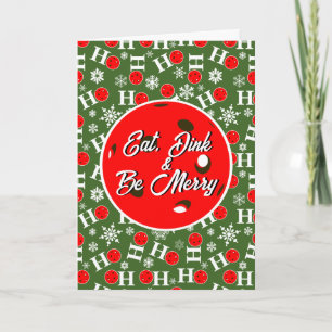 Eat Dink & Be Merry Red Green Ho Ho Pickleball Kaart