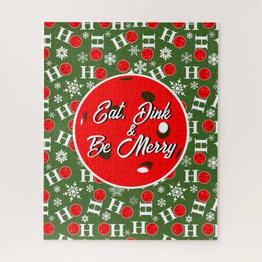 Eat Dink & Be Merry Red Green Ho Ho Pickleball Legpuzzel (Verticaal)