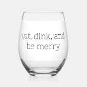 Eat Dink en Be Merry Pickleball Wijnglas Zonder Voet (Achterkant)