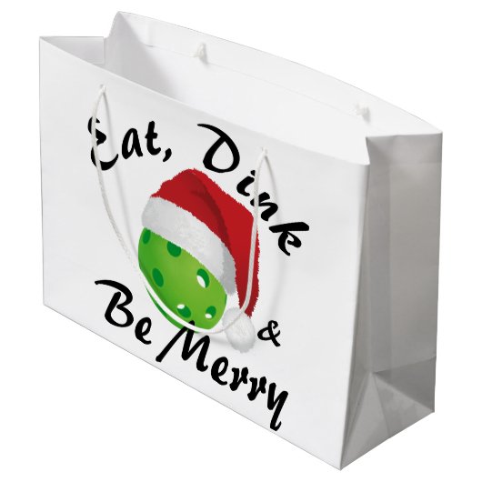 Eat, Dink en Wees prettig kerstbal Grote Groot Cadeauzakje (Achterkant Gekanteld)