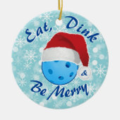 Eat, Dink en Wees prettig kerstbal kerstbal Keramisch Ornament (Voorkant)