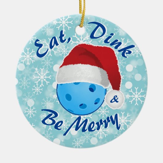 Eat, Dink en Wees prettig kerstbal kerstbal Keramisch Ornament (Voorkant)