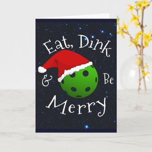 Eat Dink en Wees vrolijk kerstbal Kaart (Gele Bloem)