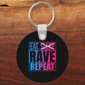 Eat Don't Sleep Rave Repeat Edm Quote Music - Rave Sleutelhanger (Voorkant)