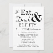 Eat Drink: 50 Retro Black White 50 jaar Kaart (Voorkant)