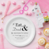 Eat Drink & 75 Retro 75th Birthday Papieren Bordje (Feest)